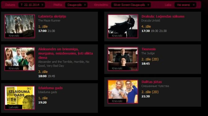 Ekrānšāviņš: silverscreen.lv