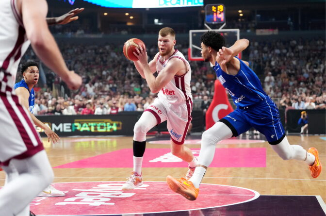 Latvijas vīriešu basketbola izlases pārbaudes spēle pret Somiju