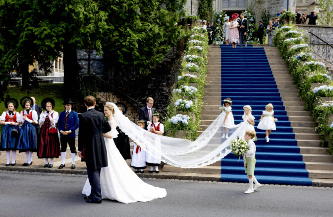 Wedding of Princess Marie Caroline of Liechtenstein and Leopoldo Maduro Vollmer at the cathedral in Vaduz.