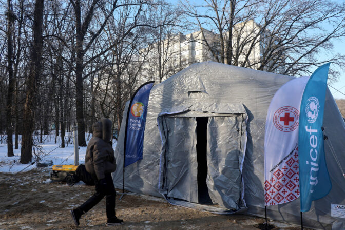 Mobile heating point set up in Kharkiv