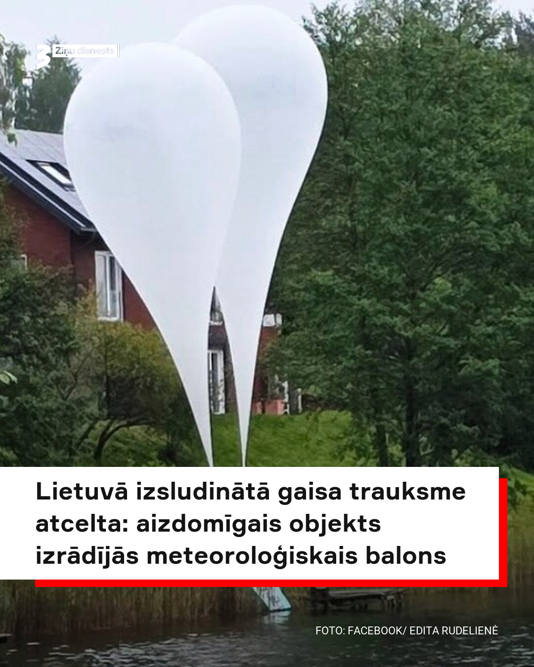 Lietuvā izsludinātā gaisa trauksme atcelta: aizdomīgais objekts izrādījās meteoroloģiskais balons